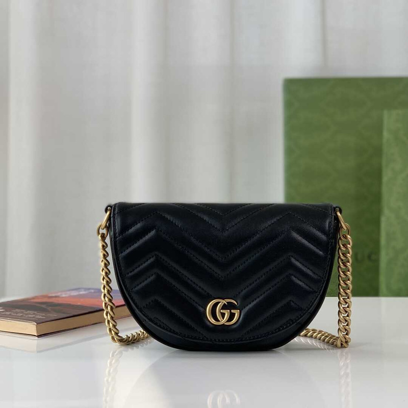 G*u*i gg marmont quilted chain mini bag black