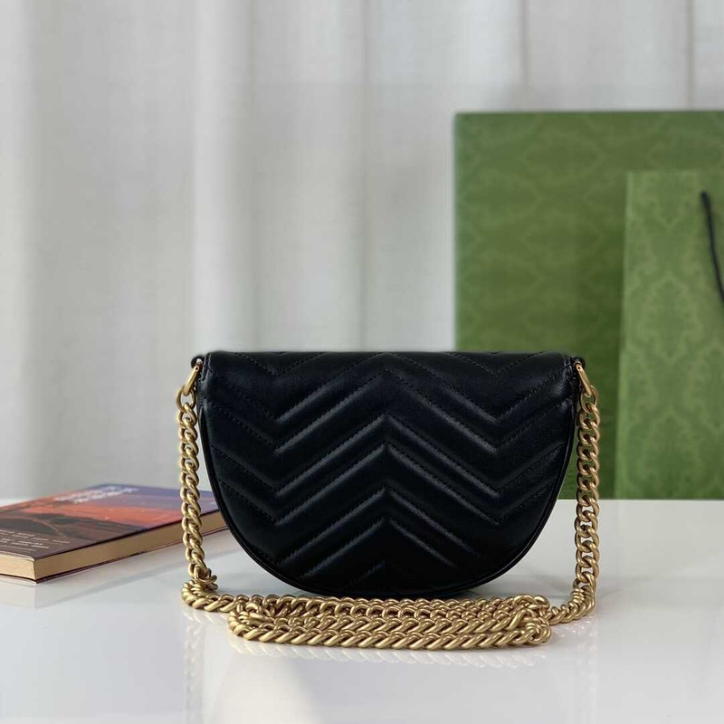 G*u*i gg marmont quilted chain mini bag black