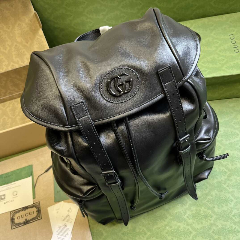 G*u*i backpack with tonal double g black leather