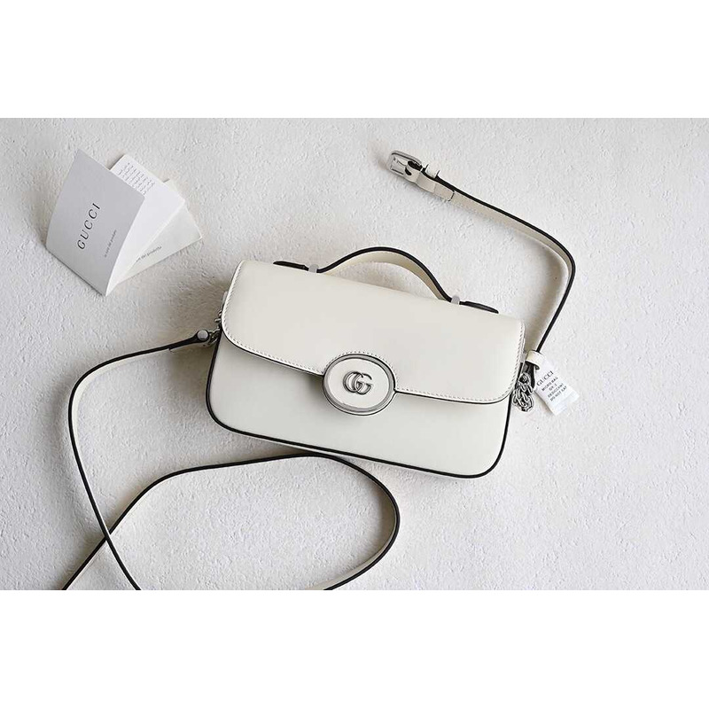 G*u*i petite gg small leather shoulder bag white