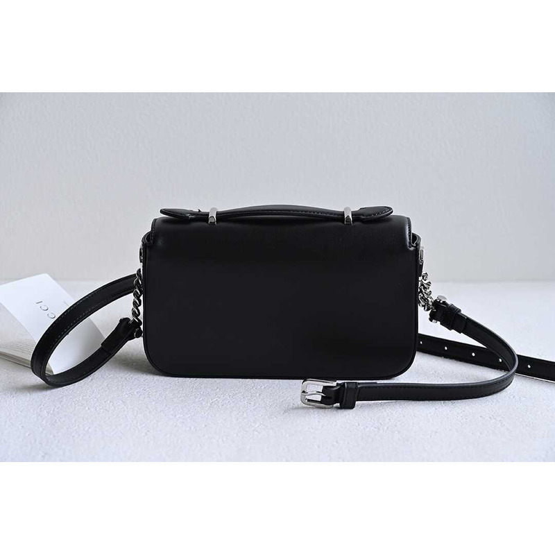 G*u*i petite gg small leather shoulder bag black