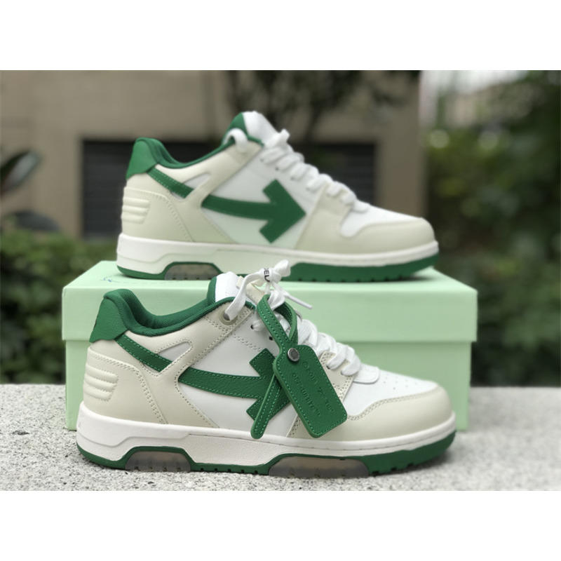 Off White Out Of Office \"OOO\" Low Tops White Green 2021