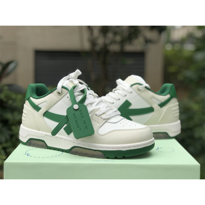 Off White Out Of Office \"OOO\" Low Tops White Green 2021