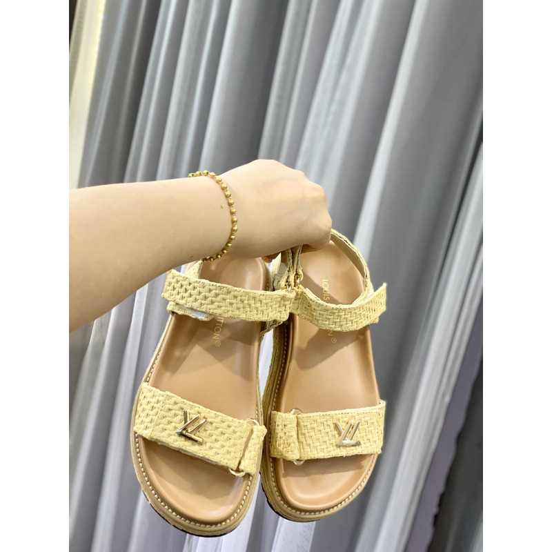 l**is V*t*n cordoba flat comfort sandal raffia beige