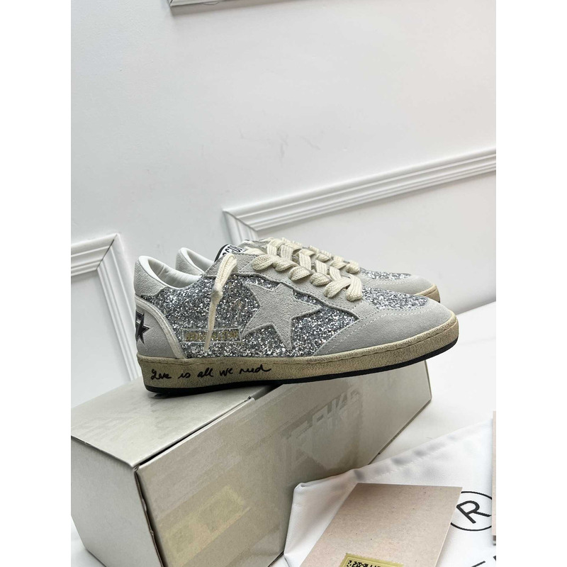 GGDB Super-Star Glittered Suede Sneakers Grey