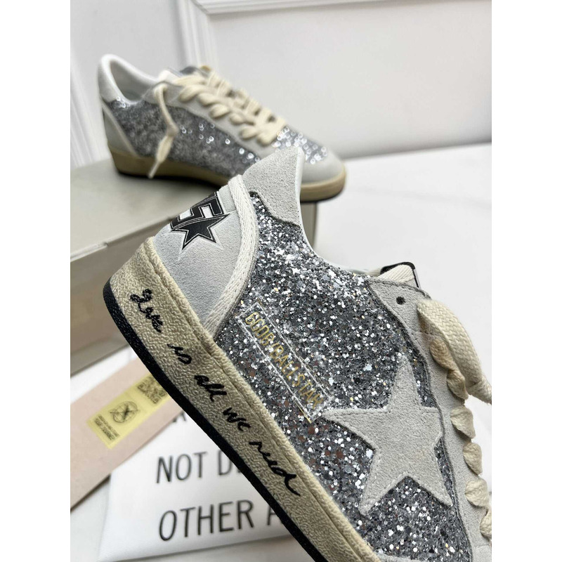 GGDB Super-Star Glittered Suede Sneakers Grey