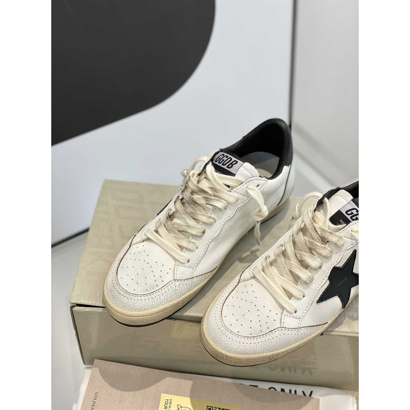 GGDB Ball Star Sneakers In White Nappa Black