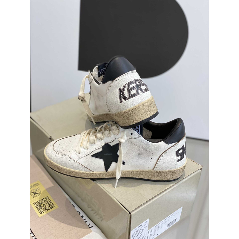 GGDB Ball Star Sneakers In White Nappa Black