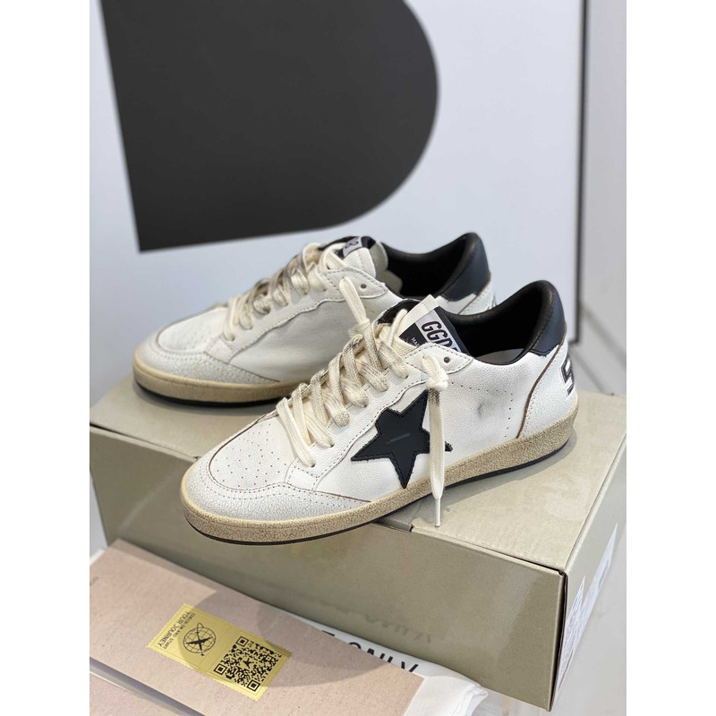 GGDB Ball Star Sneakers In White Nappa Black