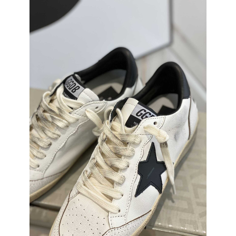 GGDB Ball Star Sneakers In White Nappa Black