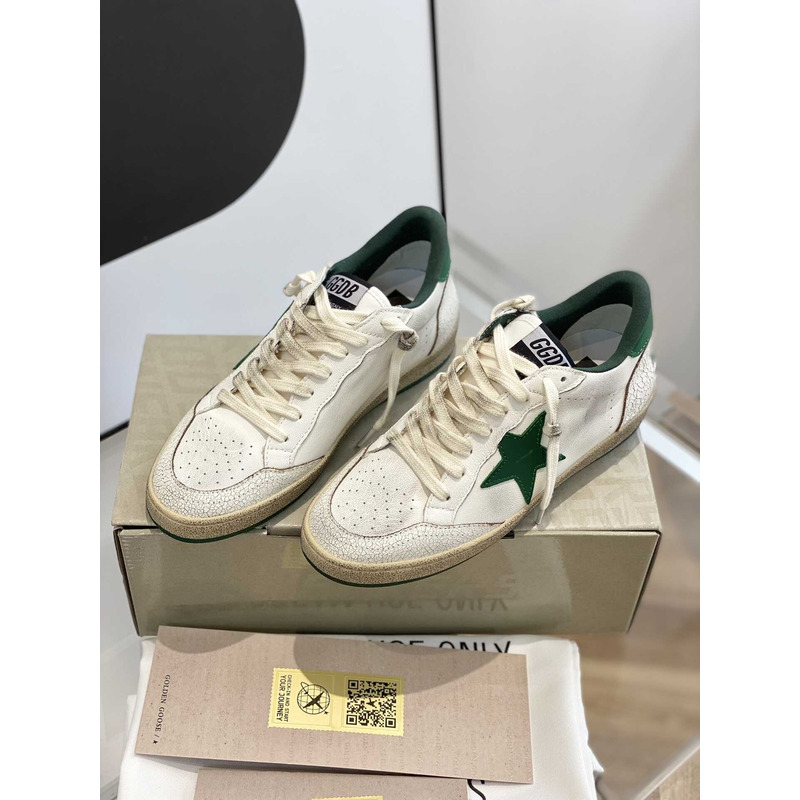 GGDB Ball Star Sneakers In White Nappa Green