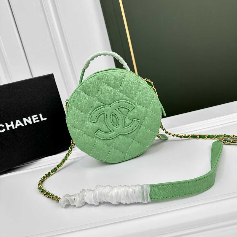 Ch*el pre-owned round on earth crossbody bag green