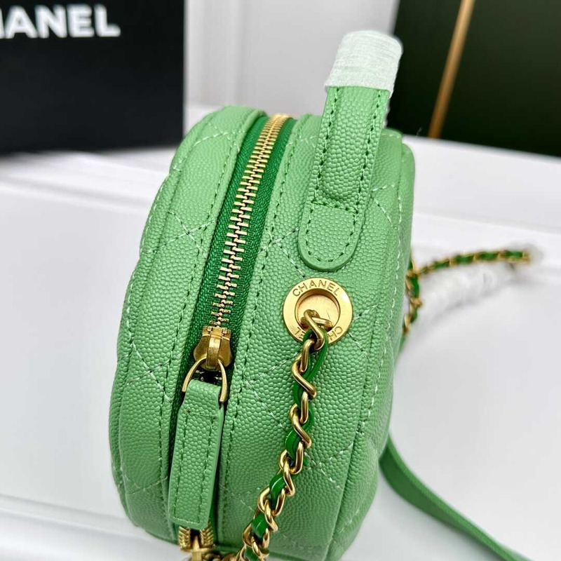 Ch*el pre-owned round on earth crossbody bag green