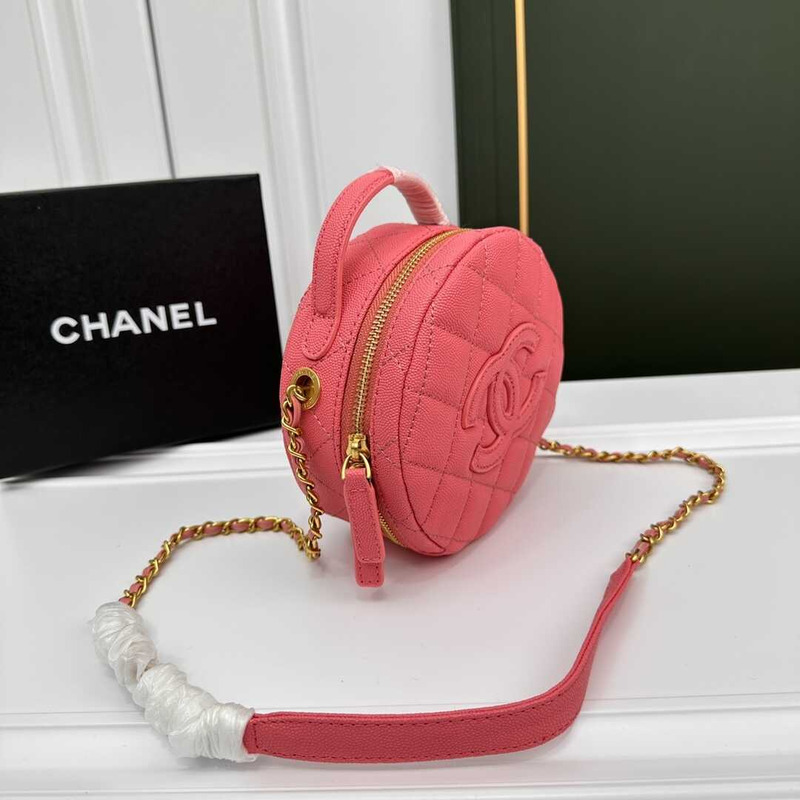 Ch*el pre-owned round on earth crossbody bag pink