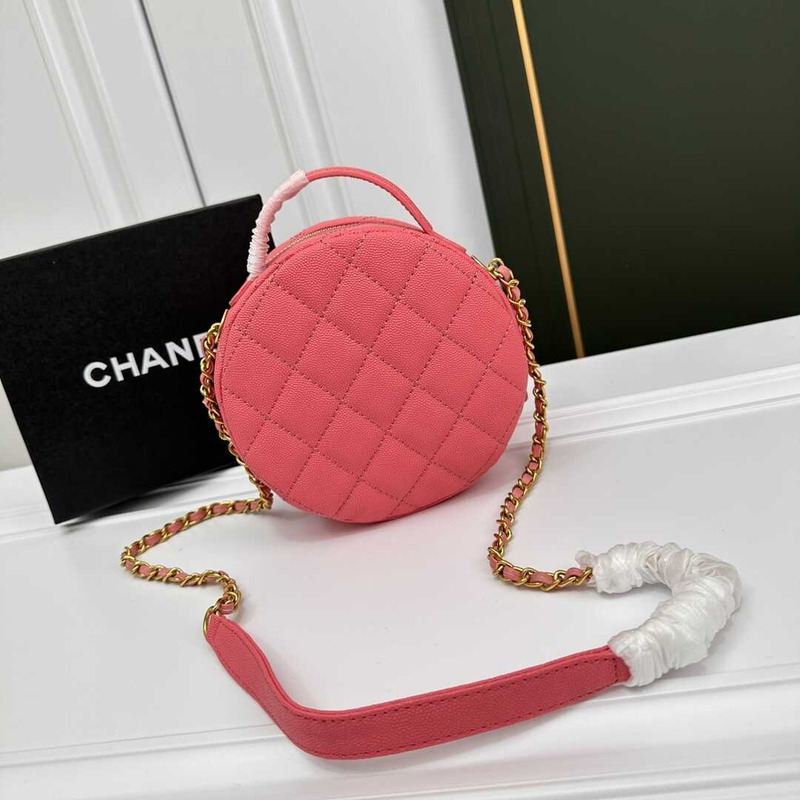 Ch*el pre-owned round on earth crossbody bag pink