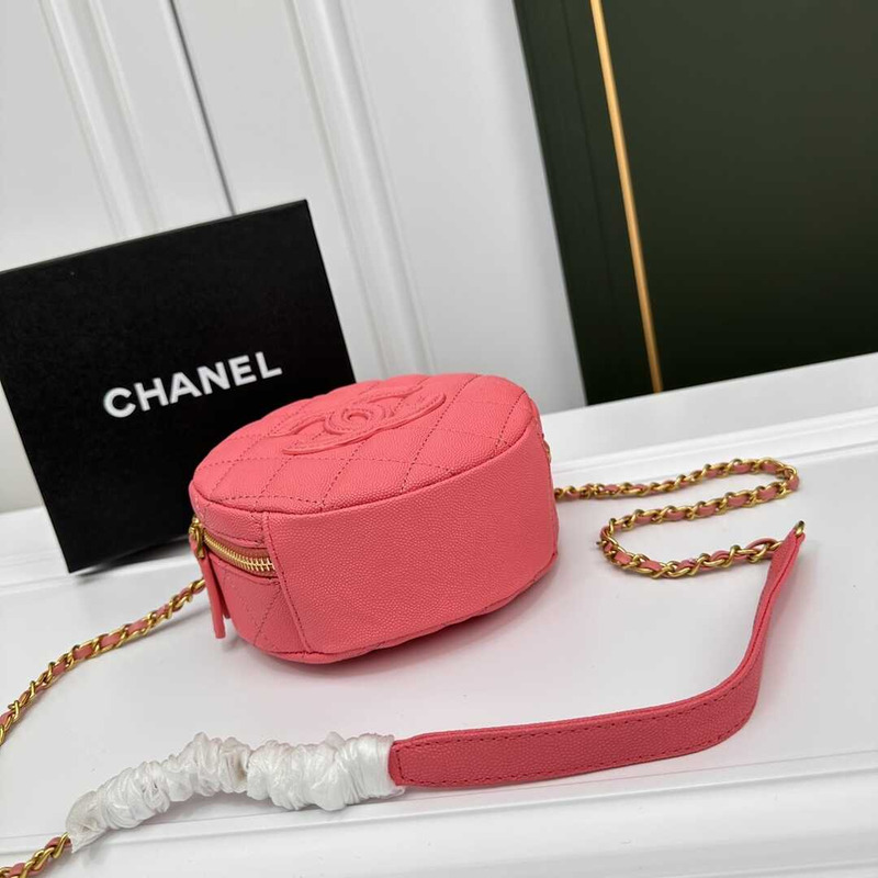 Ch*el pre-owned round on earth crossbody bag pink