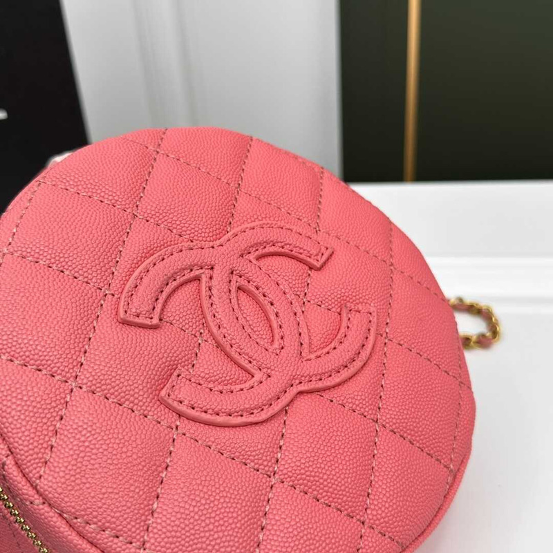 Ch*el pre-owned round on earth crossbody bag pink