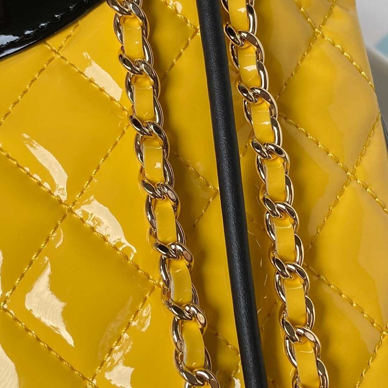 Ch*el 31 mini shopping bag patent calfskin & gold-tone metal yellow