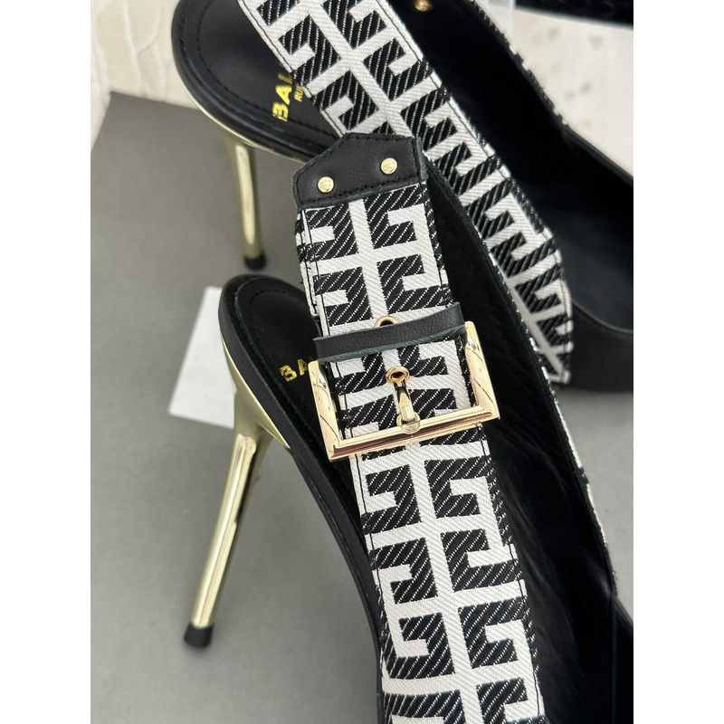 Balmain Ruby Monogram Slingback Pumps Black