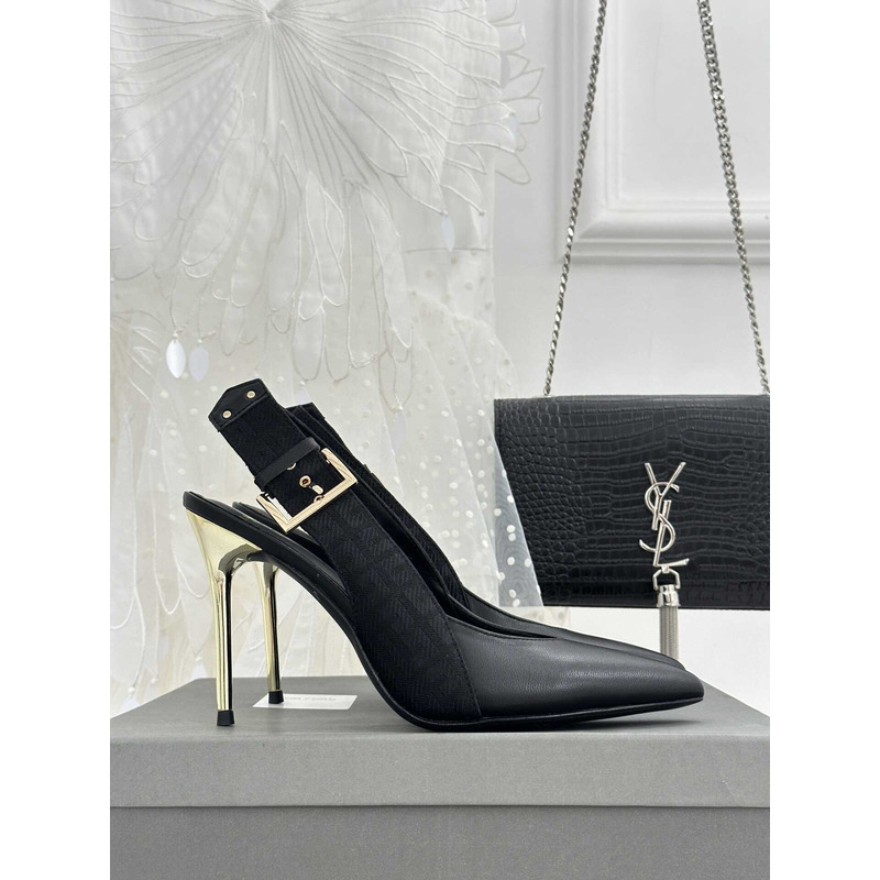 Balmain Slingback Heels Black