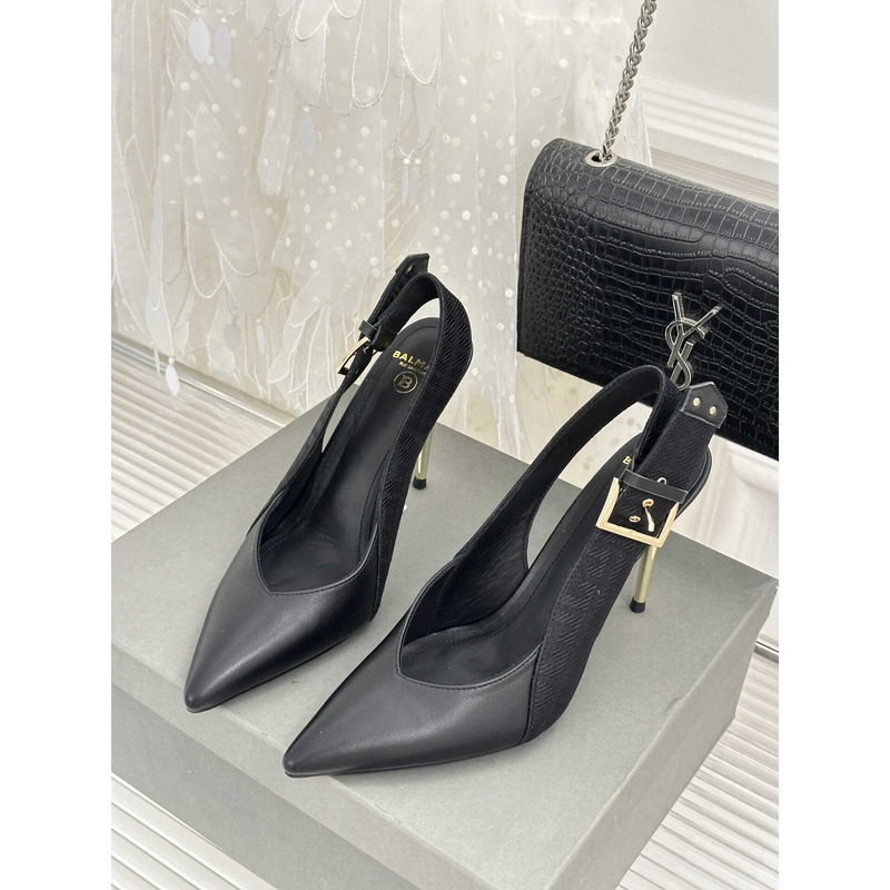 Balmain Slingback Heels Black