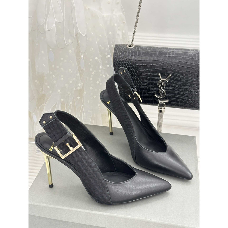 Balmain Slingback Heels Black