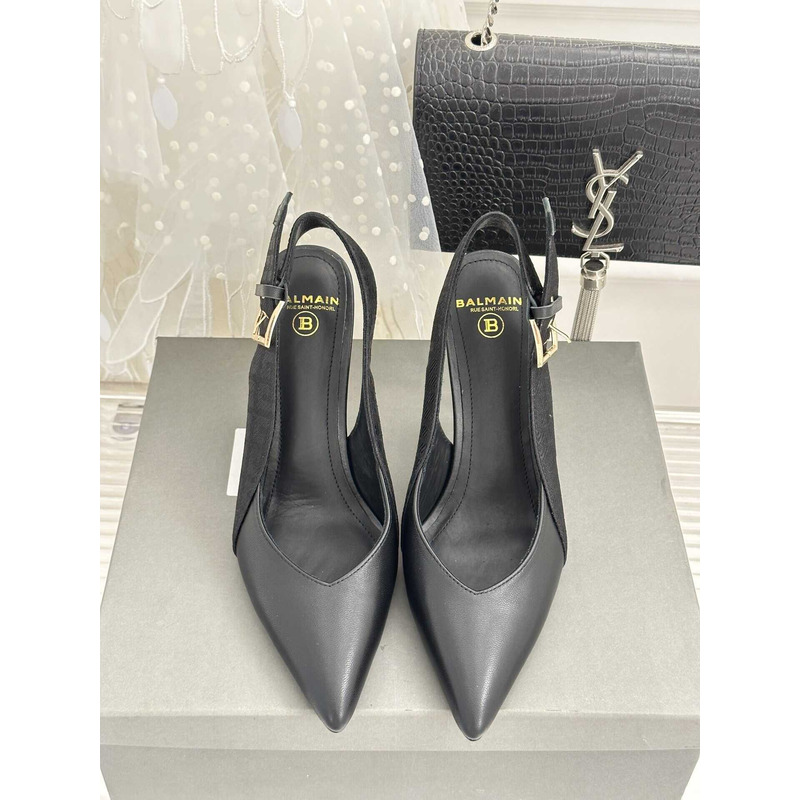 Balmain Slingback Heels Black