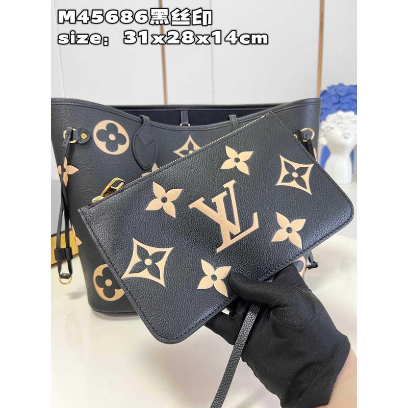 l**is V*t*n neverfull mm black beige tote bag