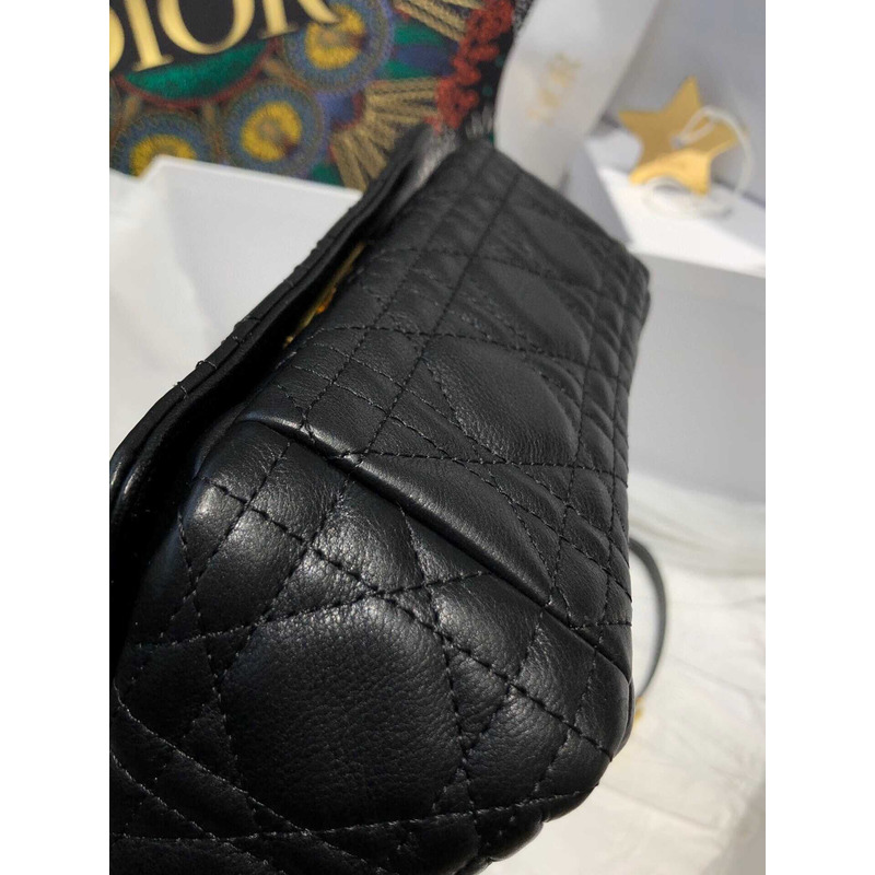 D*or small D*or caro bag black supple cannage calfskin bag