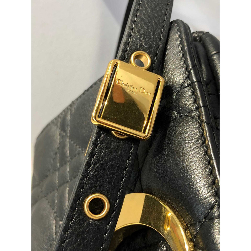 D*or small D*or caro bag black supple cannage calfskin bag