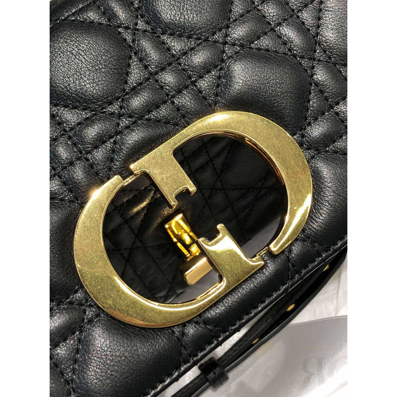 D*or small D*or caro bag black supple cannage calfskin bag