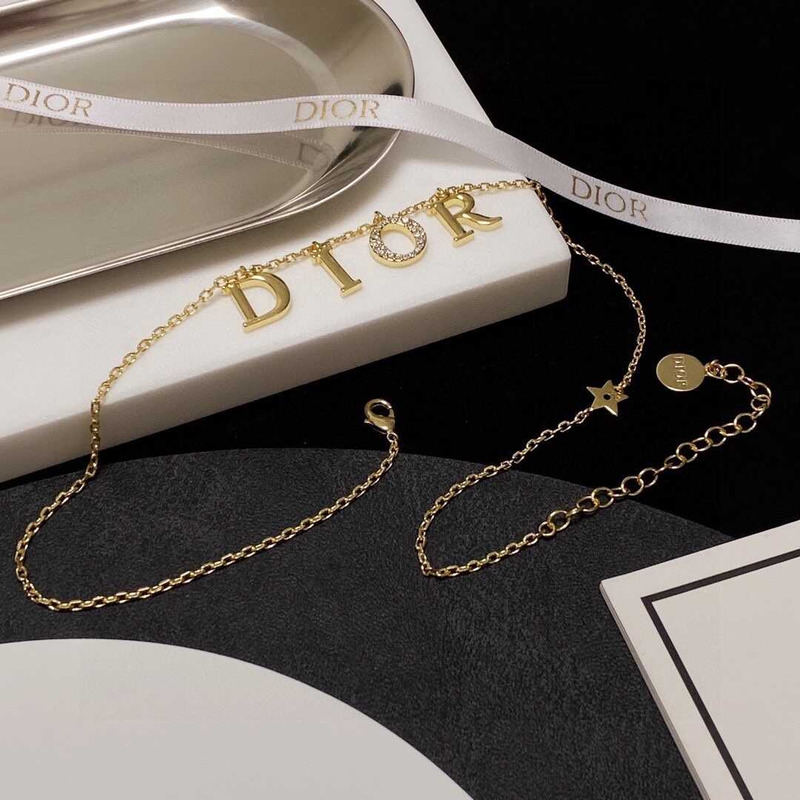 D*or evolution necklace gold-finish metal and white crystals