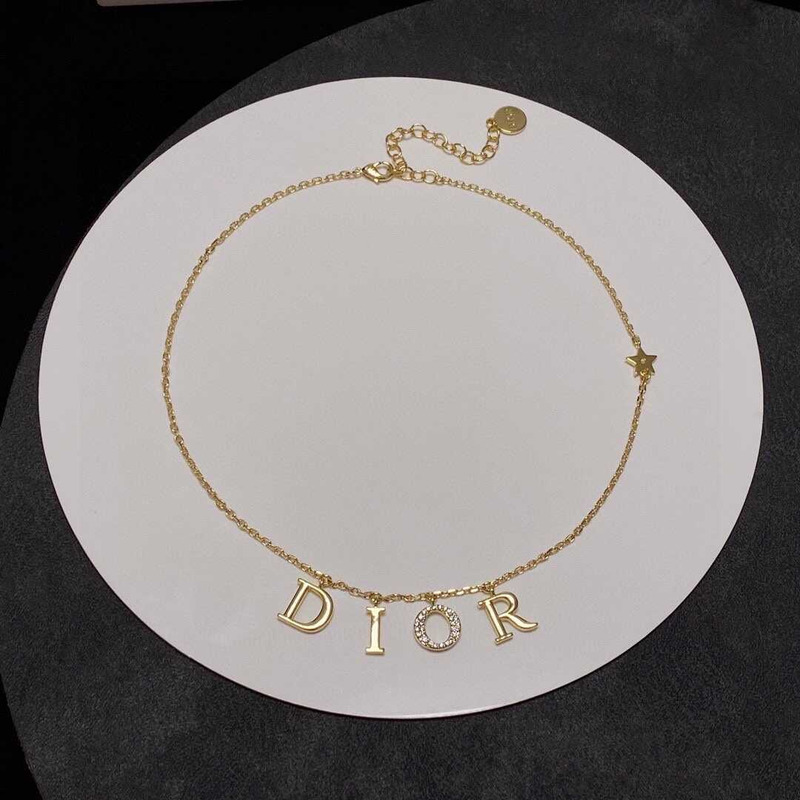 D*or evolution necklace gold-finish metal and white crystals