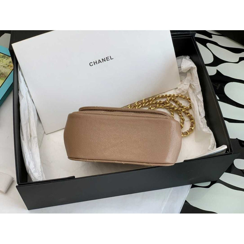 Ch*el 22k caviar calfskin leather mini bag beige