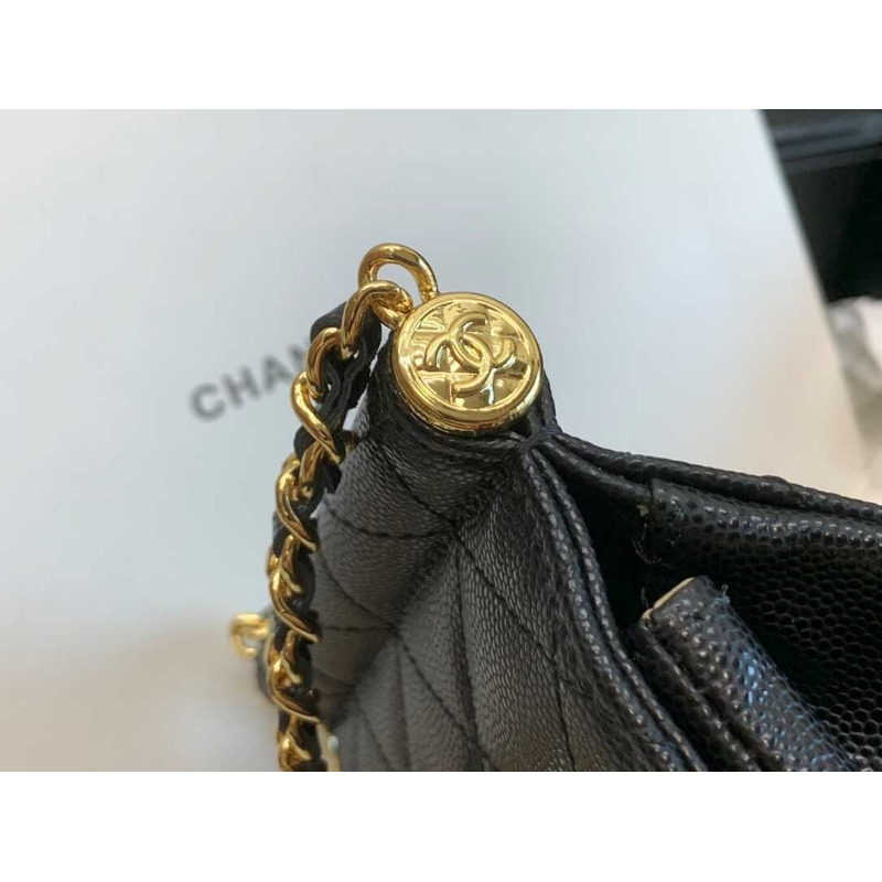 Ch*el 22k caviar calfskin leather mini bag black