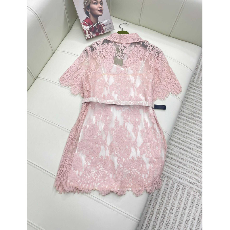 G*u*i cotton-blend lace minidress pink