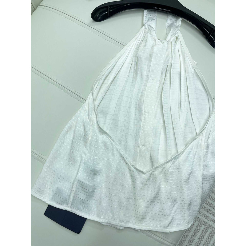 Pra*a crepe de chine jacquard top white