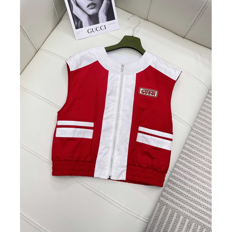 G*u*i cotton vest jacket with G*u*i patch