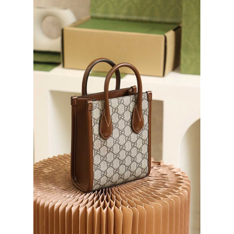 G*u*i interlocking g tote mini beige and brown