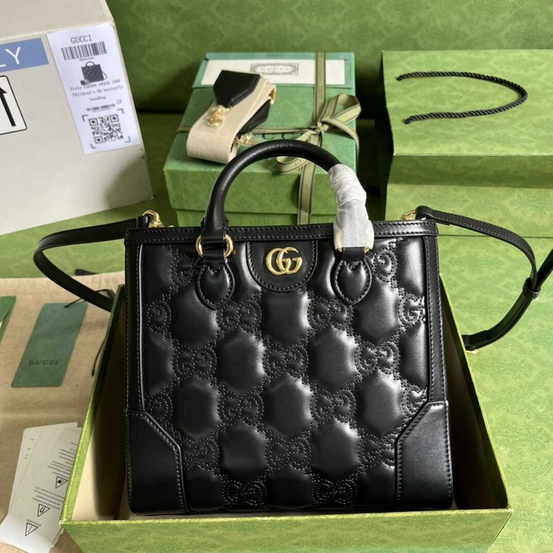 G*u*i gg quilted mini handle bag black