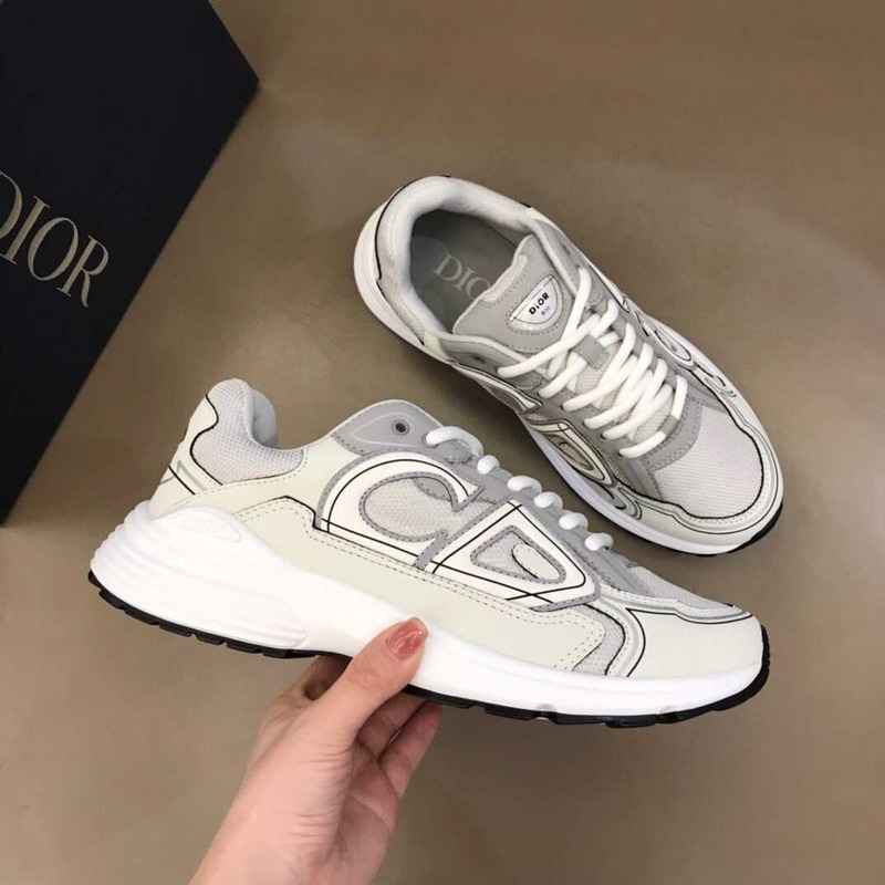 D*or b30 cd white leather grey mesh low runner sneaker