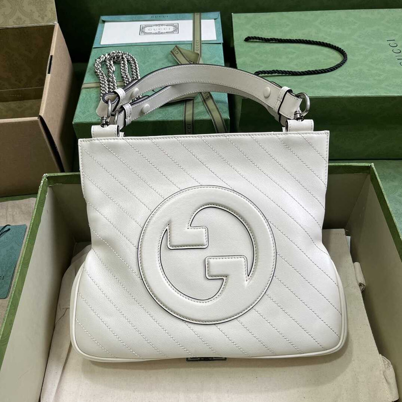 G*u*i blondie small leather tote white