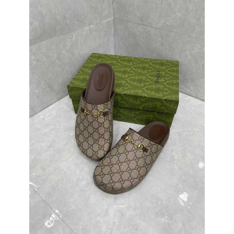 G*u*i sol monogram coated canvas slides