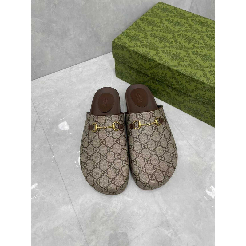 G*u*i sol monogram coated canvas slides