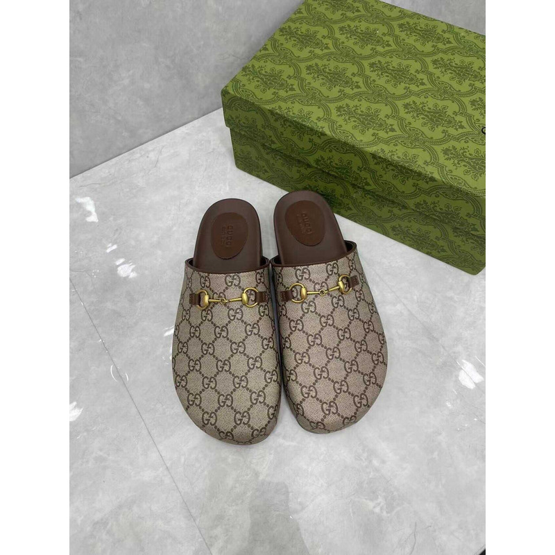 G*u*i sol monogram coated canvas slides