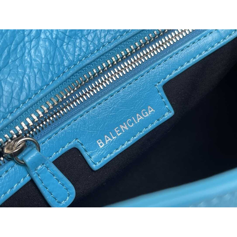 Ba*len*cia*ga azur grained calfskin mini neo clasic bag blue