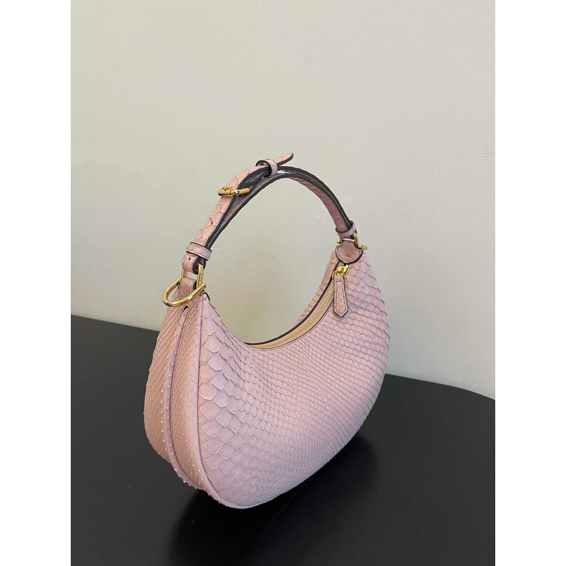 F**di super mini style F**digraphy hobo bag python leather pink