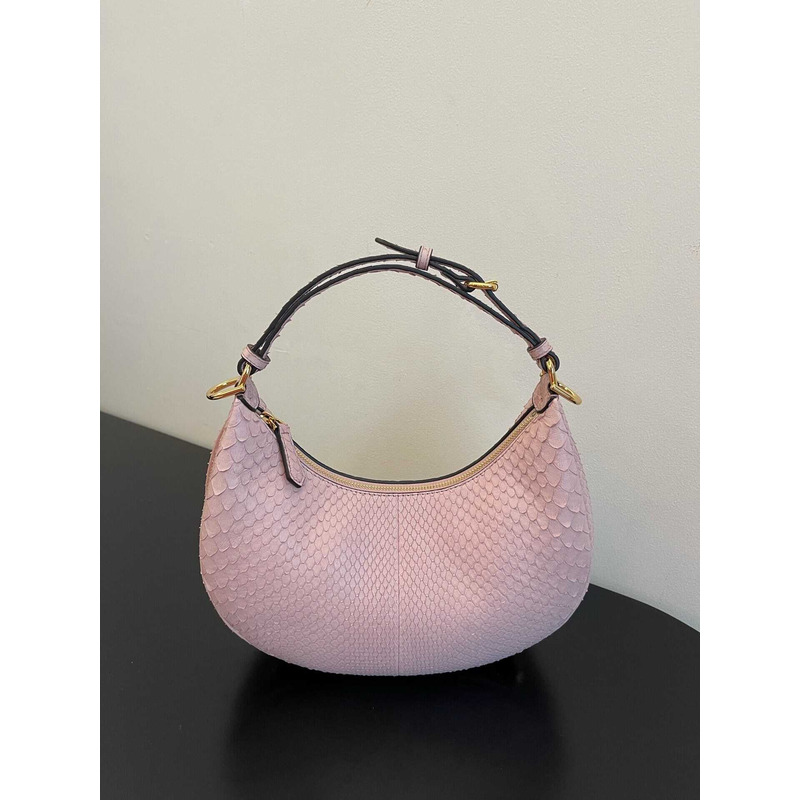 F**di super mini style F**digraphy hobo bag python leather pink