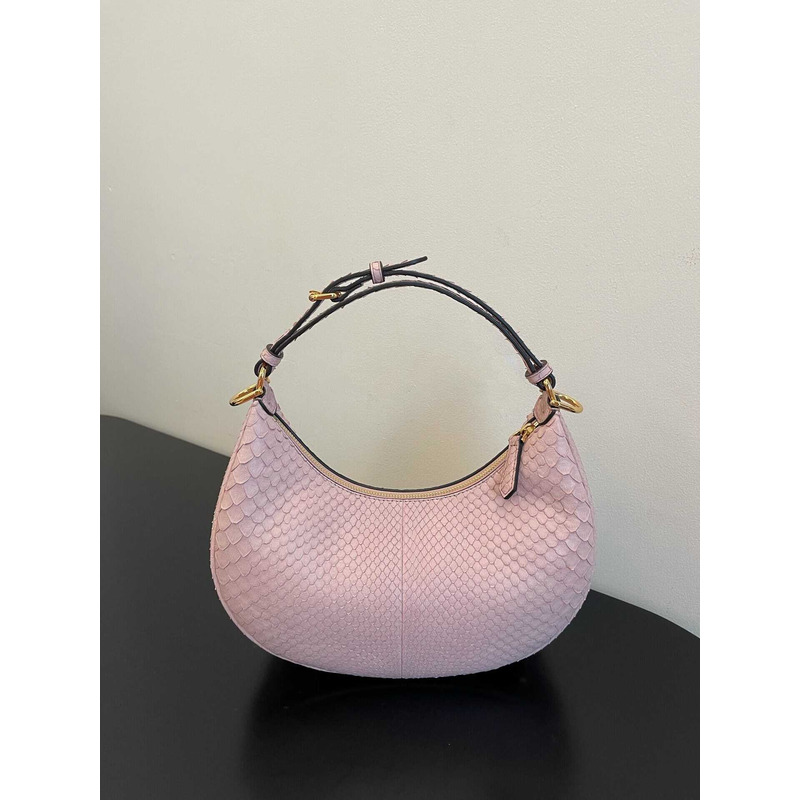 F**di super mini style F**digraphy hobo bag python leather pink