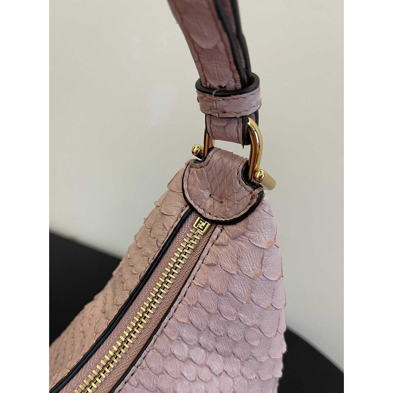 F**di super mini style F**digraphy hobo bag python leather pink